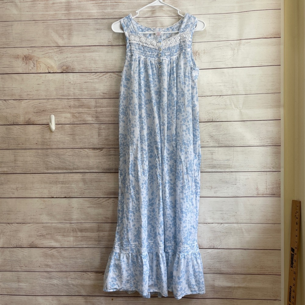 VINTAGE SHABBY CHIC MAXI GOWN IN BLUE FLORAL PRINT